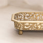 Medium Rectangular Brass Dish with 4 Toes and Ornate Designs