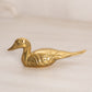 Small Brass Duck Figurine with Detailed Wings and Long Tail