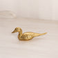 Small Brass Duck Figurine with Detailed Wings and Long Tail