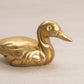 Small Brass Duck Figurine with Detailed Wings and Long Tail