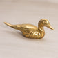 Small Brass Duck Figurine with Detailed Wings and Long Tail