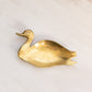 Small Brass Duck Trinket Dish with Beak Tilted Up