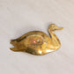 Small Brass Duck Trinket Dish with Beak Tilted Up