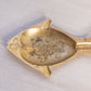 Small Brass Fish Ashtray Dish with Etched Floral Designs