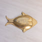 Small Brass Fish Ashtray Dish with Etched Floral Designs