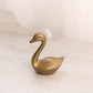 Small Brass Swan with Head Straight Figurine