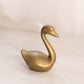 Small Brass Swan with Head Straight Figurine