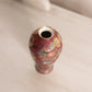 Small Burgundy Ceramic Vase with Floral Designs