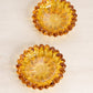 Small Circular Amber Glass Flower Dish