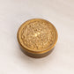 Small Circular Brass Lidded Jar with Fancy Designs on Lid