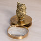 Small Circular Brass Owl Swinging Magnifying Glass