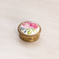 Small Circular Brass Pill Box with Floral Designs