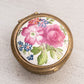 Small Circular Brass Pill Box with Floral Designs