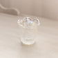 Small Clear Iridescent Glass Toothpick Holder with Circular Designs
