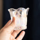 Small Clear Iridescent Glass Toothpick Holder with Circular Designs