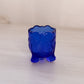 Small Cobalt Blue Glass Toothpick Holder with Strawberry Designs