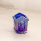 Small Cobalt Blue Iridescent Glass Dog in Doghouse Toothpick Holder