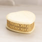 Small Cream Alabaster Heart Shaped Lidded Box with Gold-Tone Accents