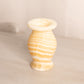 Small Cream Stone Vase with White Stripes
