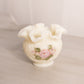 Small Fenton Cream Milk Glass Hand Painted Floral Ruffle Vase