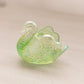 Small Green Iridescent Glass Swan Toothpick Holder