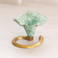 Small Green Metal Flower Candleholder with Brass Base