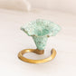 Small Green Metal Flower Candleholder with Brass Base