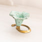 Small Green Metal Flower Candleholder with Brass Base