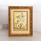 Small Green & Peach Floral Painting in Frame (Signed in Left Corner)