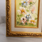 Small Green & Peach Floral Painting in Frame (Signed in Left Corner)