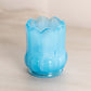 Small Light Blue Milk Glass Toothpick Holder with Circular Designs