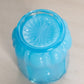 Small Light Blue Milk Glass Toothpick Holder with Circular Designs