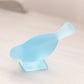 Small Light Blue Satin Glass Bird Figurine with Square Base