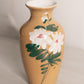 Small Light Brown Ceramic Vase with Floral Designs