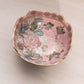 Small Pink Ceramic Glass Bowl with Floral Designs