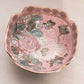 Small Pink Ceramic Glass Bowl with Floral Designs