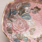 Small Pink Ceramic Glass Bowl with Floral Designs