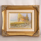 Small Rectangular Barn Painting with Gold Tone Frame