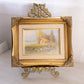 Small Rectangular Barn Painting with Gold Tone Frame