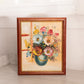 Small Rectangular Flowers in Vase Painting with Brown Wood Frame