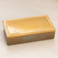 Small Rectangular Gold Tone Metal Hinged Lidded Box with Ornate Border