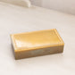 Small Rectangular Gold Tone Metal Hinged Lidded Box with Ornate Border