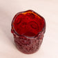 Small Red Amberina Glass Toothpick Holder with Flower Designs