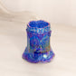 Summit Art Glass Dark Blue Carnival Floral Toothpick Holder