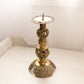 Tall Brass Pricket Candleholder with Floral Designs