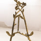 Tall Gold Tone Easel with Flower and Stem Designs and Stem Kickstand