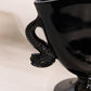 Vintage Black Glass Footed Fan Vase with Dolphin Handles