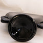 Vintage Black Glass Footed Fan Vase with Dolphin Handles