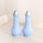 Vintage Blue Delphite Glass Salt & Pepper Shakers with Silver Tone Top