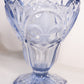 Vintage Blue Glass Footed Vase with Satin Fleur-de-lis Designs